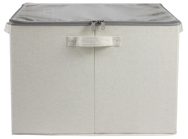 Alt view image 4 of 5 - Mainstays Canvas 16-Pair Shoe Organizer Bin with Clear Zippered Lid