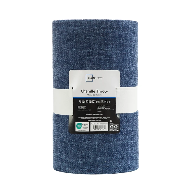 Alt view image 2 of 6 - Mainstays Chenille Throw 50x60in Washed Indigo