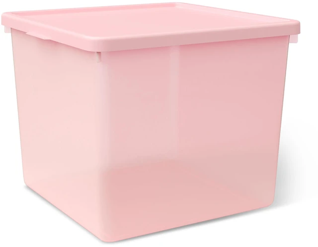 Main image of Mainstays Kids Large Plastic Storage Bin with Lid, Pink