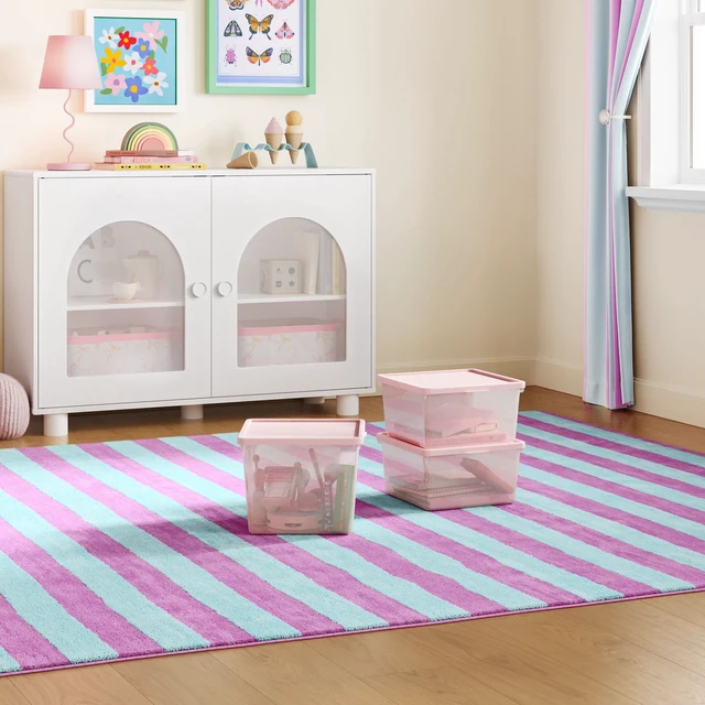 Alt view image 5 of 7 - Mainstays Kids Large Plastic Storage Bin with Lid, Pink