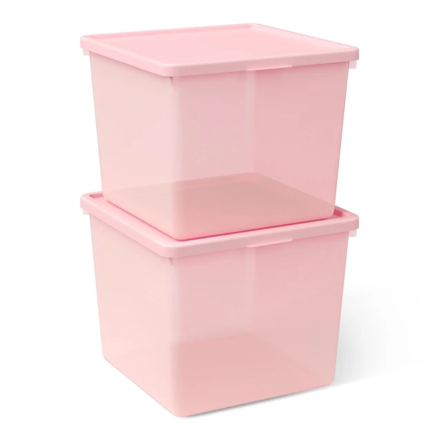 Alt view image 7 of 7 - Mainstays Kids Large Plastic Storage Bin with Lid, Pink