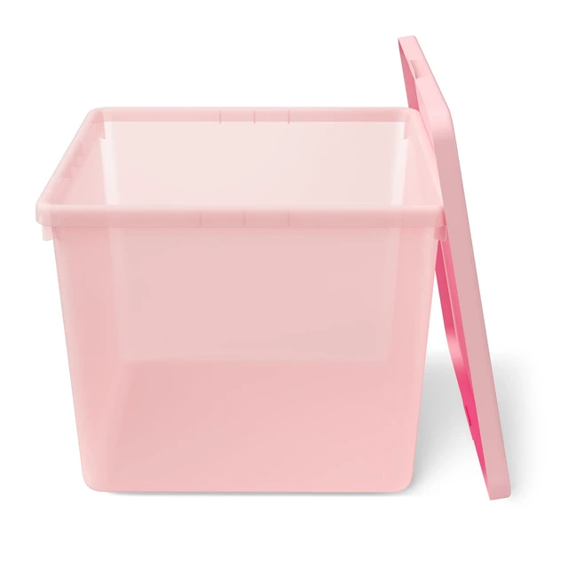 Alt view image 6 of 7 - Mainstays Kids Large Plastic Storage Bin with Lid, Pink