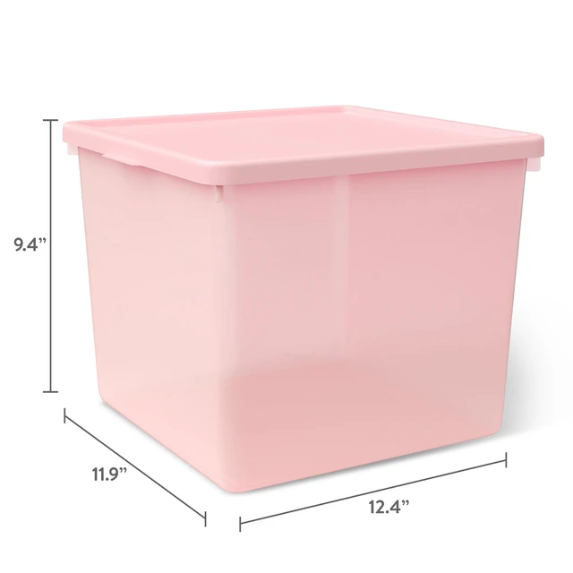 Alt view image 3 of 7 - Mainstays Kids Large Plastic Storage Bin with Lid, Pink