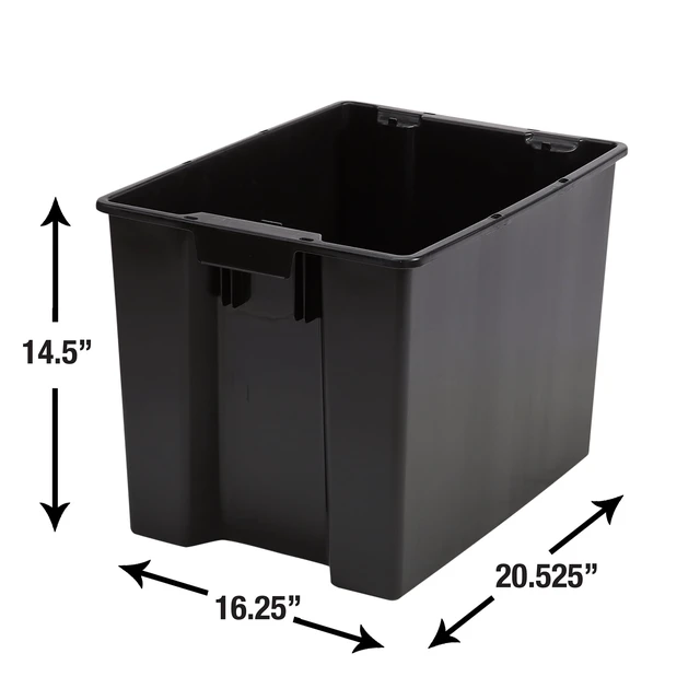 Alt view image 4 of 6 - Hyper Tough Large Plastic Stacking Open Storage Bin, Black, No Lid