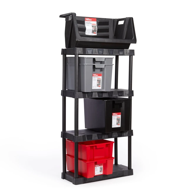 Alt view image 5 of 6 - Hyper Tough Large Plastic Stacking Open Storage Bin, Black, No Lid
