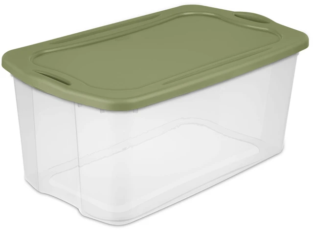 Main image of Sterilite EZ Carry 120 Quart Extra-Large Clear Plastic Storage Bin with Full-Grip Handles, Green