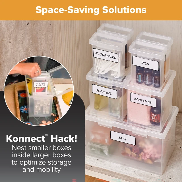 Alt view image 4 of 5 - Bostitch Konnect Nest Box Small Medium & Large Containers, Plastic, Stackable, Clear, 7 Count