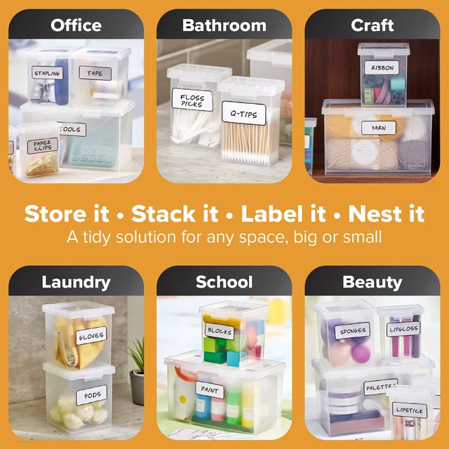 Alt view image 2 of 5 - Bostitch Konnect Nest Box Small Medium & Large Containers, Plastic, Stackable, Clear, 7 Count