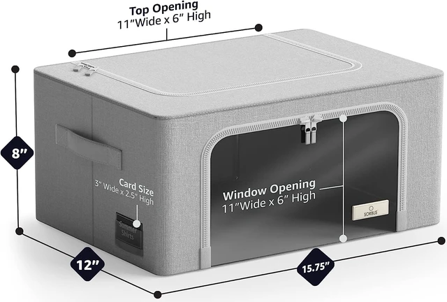 Alt view image 3 of 4 - Sorbus Foldable Storage Bin with Metal Frame, Stackable Organizer with Handles, Gray