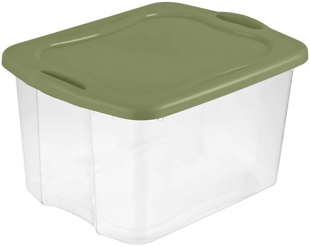 Main image of Sterilite EZ Carry 70 Quart Clear Plastic Storage Bin with Full-Grip Handles, Green