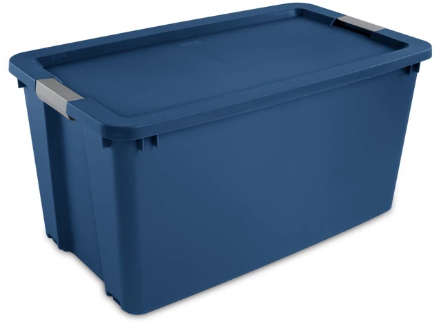 Main image of Sterilite 45 Gallon Extra-Large Wheeled Storage Bin, Plastic Storage Container with Latch Lid and Wheels, Blue