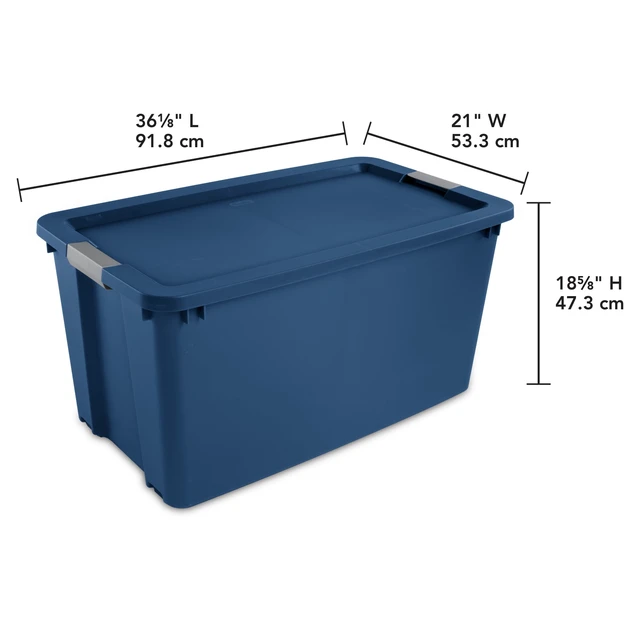 Alt view image 4 of 6 - Sterilite 45 Gallon Extra-Large Wheeled Storage Bin, Plastic Storage Container with Latch Lid and Wheels, Blue