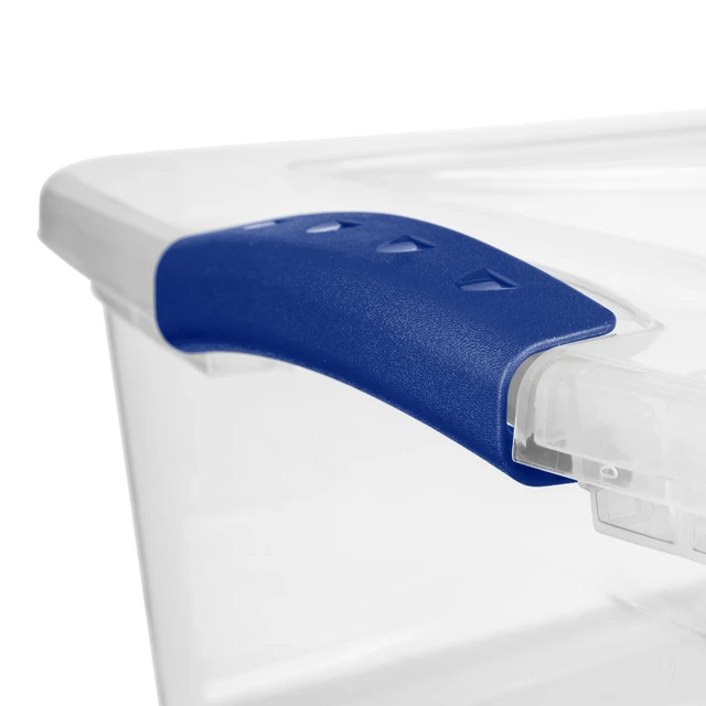 Alt view image 4 of 6 - Sterilite 32 Quart Medium Latching Storage Bin, Clear Plastic With Latch Lid, Blue