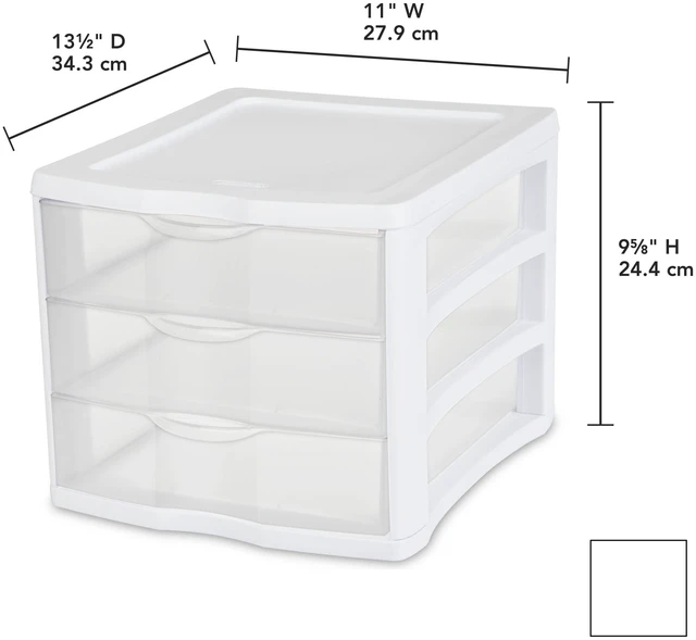 Alt view image 4 of 6 - Sterilite 3 Drawer Unit, Clear Countertop Organizer for Desk and Shelf, White