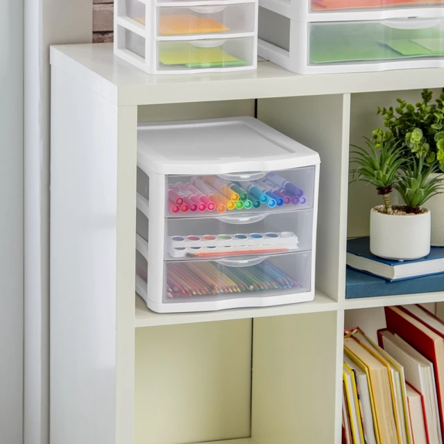 Alt view image 5 of 6 - Sterilite 3 Drawer Unit, Clear Countertop Organizer for Desk and Shelf, White