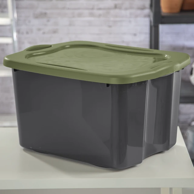 Alt view image 3 of 6 - Sterilite EZ Carry 17.5 Gallon Large Clear Plastic Storage Bin with Full-Grip Handles, Gray