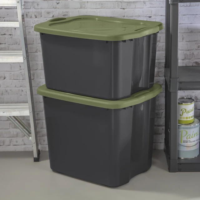 Alt view image 5 of 6 - Sterilite EZ Carry 17.5 Gallon Large Clear Plastic Storage Bin with Full-Grip Handles, Gray