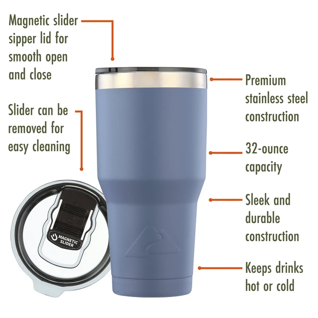 Alt view image 5 of 6 - Ozark Trail 32oz Stainless Steel Insulated Tumbler, Indigo Blue