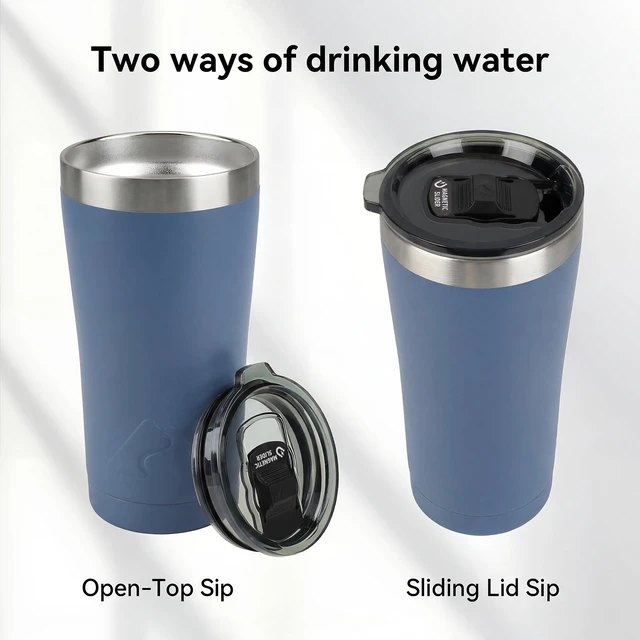 Alt view image 4 of 6 - Ozark Trail 22 oz Stainless Steel Vacuum Insulated Tumbler With Magnetic Slider Lid, Keeps Cold 12H, Blue Indigo