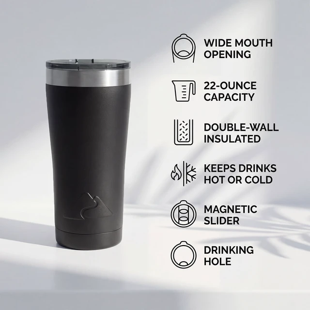Alt view image 6 of 6 - 22 oz Ozark Trail Vacuum-Insulated Stainless Steel Tumbler, Black