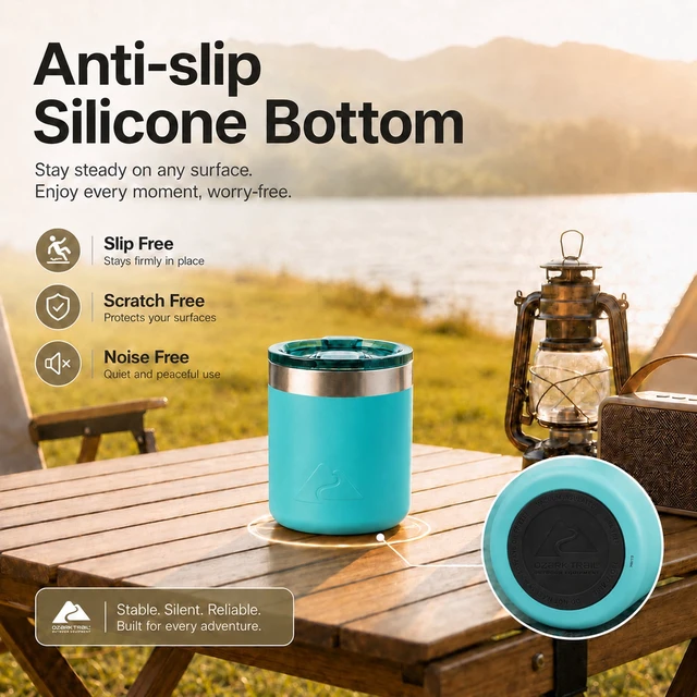 Alt view image 6 of 6 - Ozark Trail 10 oz Ceramic-Lined Stainless Steel Lowball Tumbler with Magnetic Tritan Transparent Slider Lid, Teal