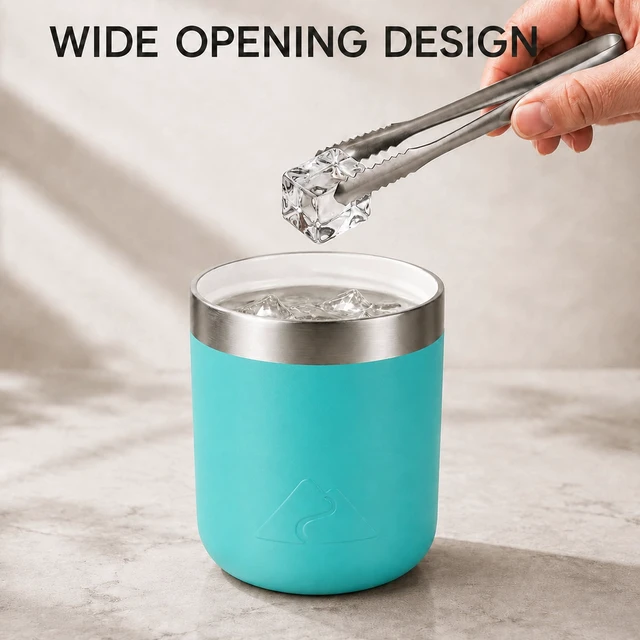 Alt view image 3 of 6 - Ozark Trail 10 oz Ceramic-Lined Stainless Steel Lowball Tumbler with Magnetic Tritan Transparent Slider Lid, Teal