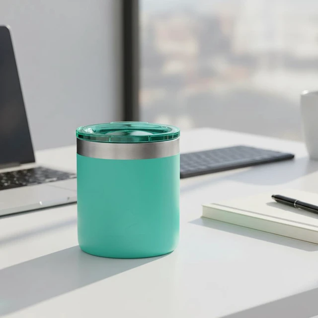 Alt view image 4 of 6 - Ozark Trail 10 oz Ceramic-Lined Stainless Steel Lowball Tumbler with Magnetic Tritan Transparent Slider Lid, Teal