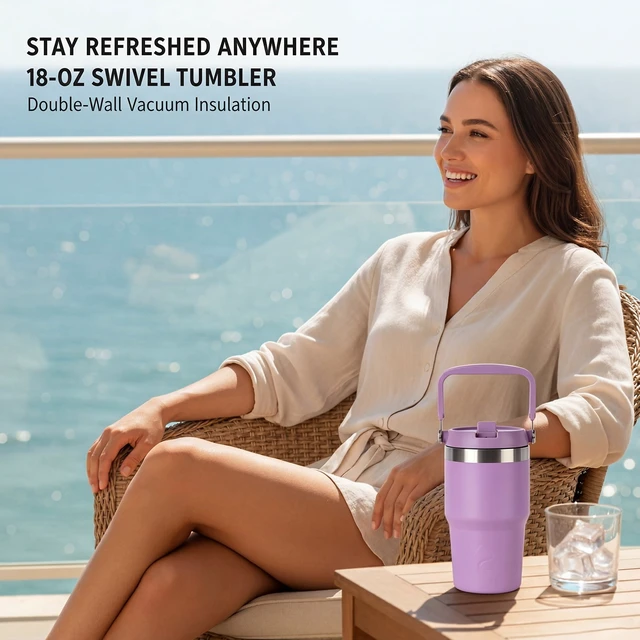 Alt view image 4 of 6 - Ozark Trail 18 oz Stainless Steel Insulated Swivel Tumbler, New Lilac