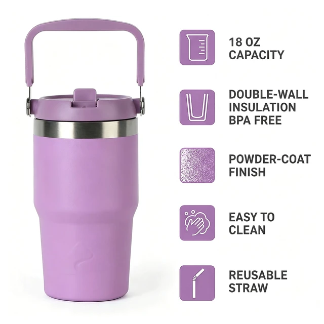 Alt view image 6 of 6 - Ozark Trail 18 oz Stainless Steel Insulated Swivel Tumbler, New Lilac