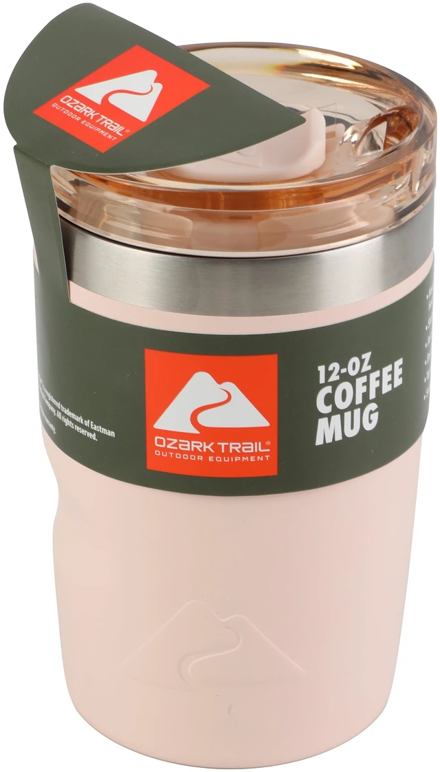 Main image of Ozark Trail 12oz Ceramic Lined Stainless Steel Insulated Travel Tumbler with Slider Lid, Frosted Peach