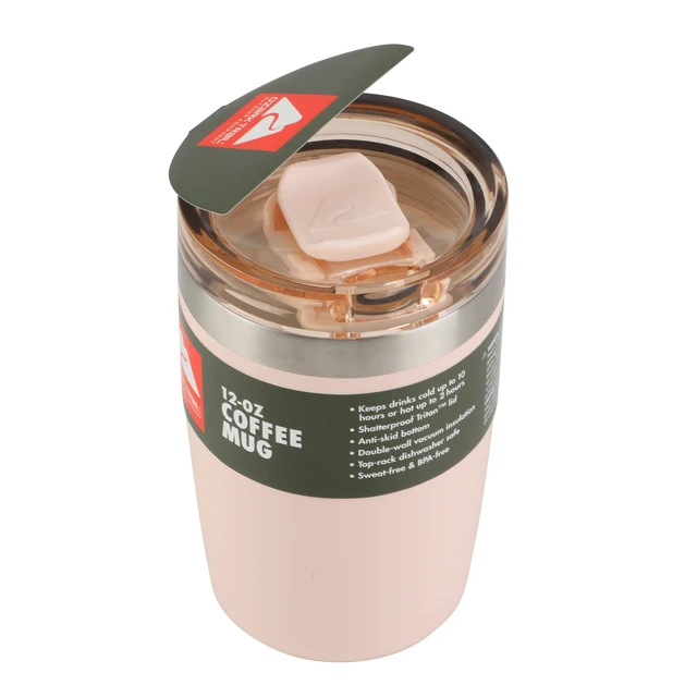 Alt view image 3 of 6 - Ozark Trail 12oz Ceramic Lined Stainless Steel Insulated Travel Tumbler with Slider Lid, Frosted Peach