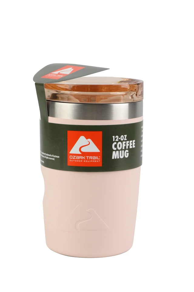 Alt view image 4 of 6 - Ozark Trail 12oz Ceramic Lined Stainless Steel Insulated Travel Tumbler with Slider Lid, Frosted Peach