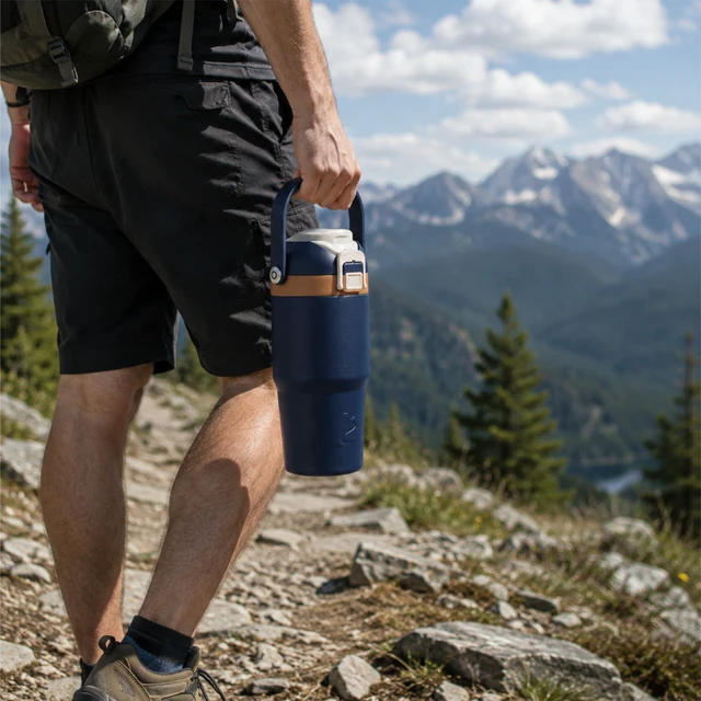 Alt view image 6 of 6 - Ozark Trail 18oz Vacuum-Insulated Stainless Steel Dual Lid Tumbler with Sip & Chug Lid, Blue Cove