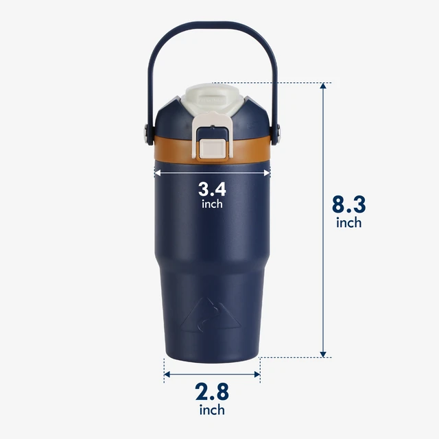 Alt view image 5 of 6 - Ozark Trail 18oz Vacuum-Insulated Stainless Steel Dual Lid Tumbler with Sip & Chug Lid, Blue Cove