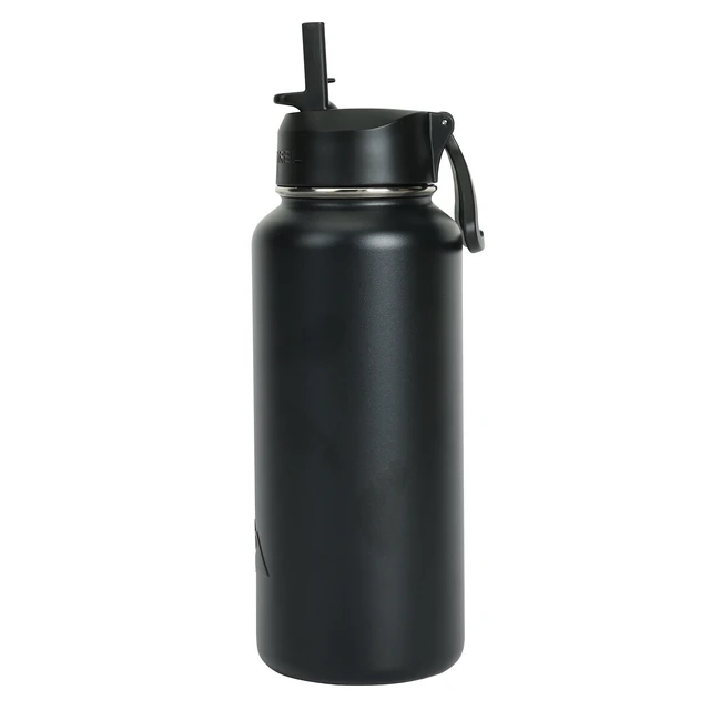 Alt view image 7 of 7 - Ozark Trail 32oz Stainless Steel Insulated Flip-Straw Water Bottle with Handle, Black