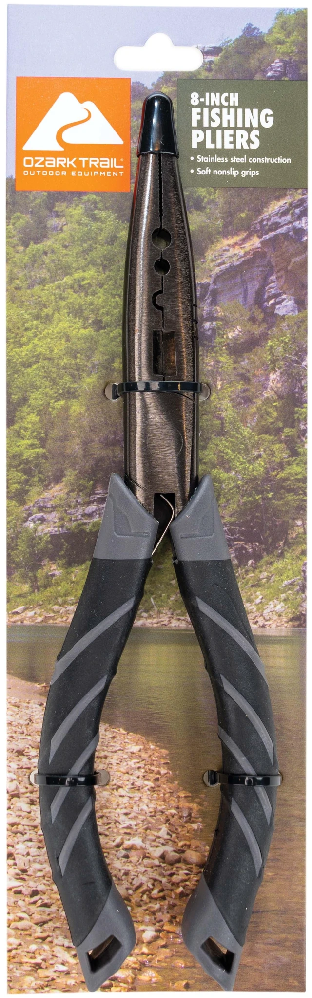 Main image of Ozark Trail 8Inch Stainless Steel Fishing Pliers with Soft Grip and Wire Cutter