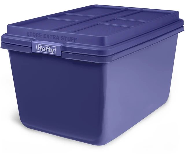 Main image of Hefty HI-RISE 18Gallon Latching Storage Bin with HI-RISE Lid, Plastic, Blue