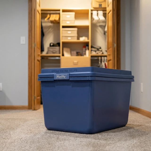 Alt view image 3 of 6 - Hefty HI-RISE 18Gallon Latching Storage Bin with HI-RISE Lid, Plastic, Blue