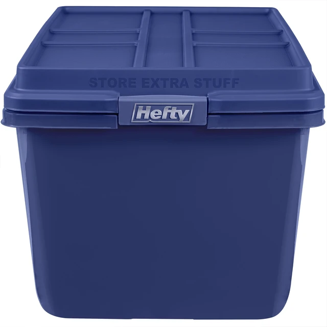 Alt view image 5 of 6 - Hefty HI-RISE 18Gallon Latching Storage Bin with HI-RISE Lid, Plastic, Blue