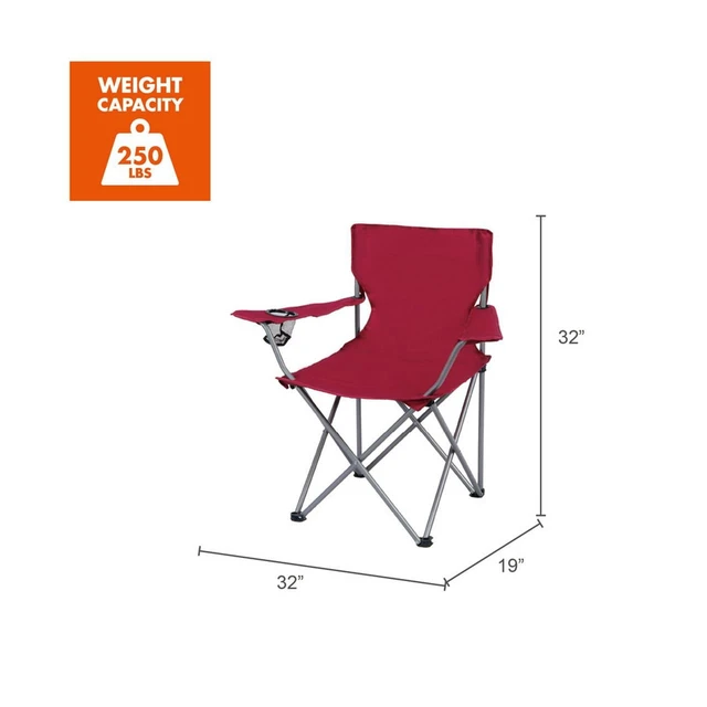 Alt view image 7 of 7 - Ozark Trail Basic Quad Folding Camp Chair with Cup Holder, Orchid Plum, Adult