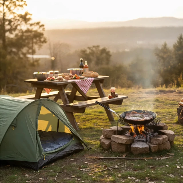 Alt view image 5 of 6 - Ozark Trail 9.5-Inch Carbon Steel Frying Pan with Folding Handle
