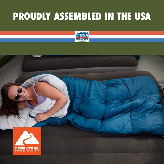 Alt view image 4 of 6 - Ozark Trail 35F Rectangular Sleeping Bag, 47% Recycled Polyester, ZIP SHIELD