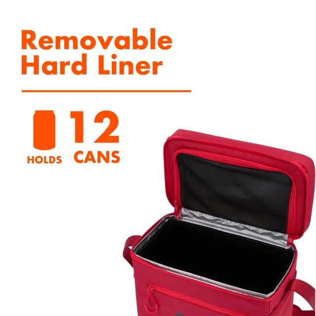 Alt view image 6 of 6 - Ozark Trail 12-Can Soft-Sided Cooler with Removable Hard Liner, Red
