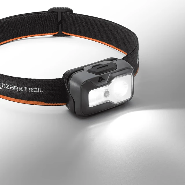Alt view image 2 of 6 - Ozark Trail 750 Lumen LED Headlamp, Multi-Color, 5 Modes, Water Resistant, Lightweight, with 3 AAA Batteries, Gray/Orange