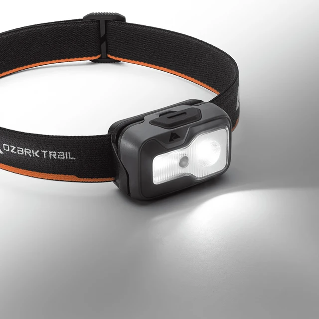 Alt view image 5 of 6 - Ozark Trail 750 Lumen LED Headlamp, Multi-Color, 5 Modes, Water Resistant, Lightweight, with 3 AAA Batteries, Gray/Orange