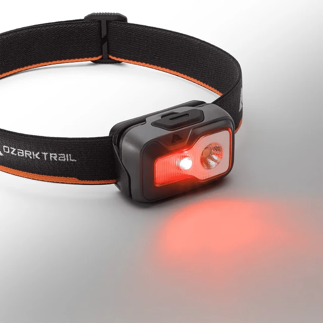 Alt view image 6 of 6 - Ozark Trail 750 Lumen LED Headlamp, Multi-Color, 5 Modes, Water Resistant, Lightweight, with 3 AAA Batteries, Gray/Orange