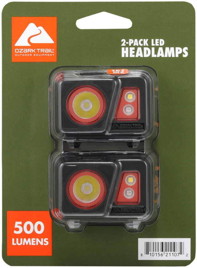 Main image of Ozark Trail Headlamp 500 Lumens 2 Pack IPX4 Water-Resistant