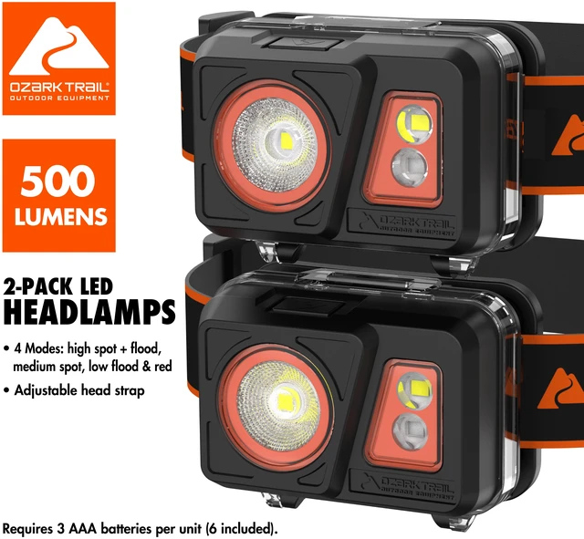 Alt view image 4 of 4 - Ozark Trail Headlamp 500 Lumens 2 Pack IPX4 Water-Resistant