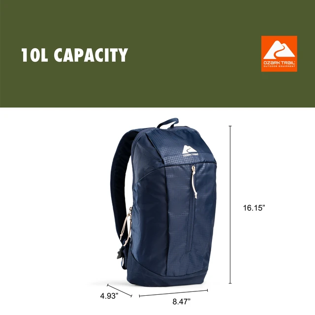 Alt view image 6 of 6 - Ozark Trail 10L Polyester Daypack Backpack, Adult/Teen, Navy