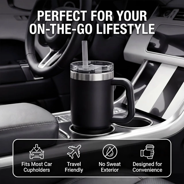 Alt view image 2 of 5 - Ozark Trail 18 oz Stainless Steel Insulated Tumbler with Handle, Black
